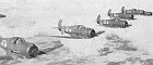 A formation of Boomerangs from No. 2 O.T.U. in flight near Mildura. The large numerals paralleled the individual aircraft serial numbers