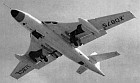 A Vickers Valiant of Bomber Command taking-off from Marham airbase. Evident are the long-range fuel tanks, undercarriage wells and bomb aimer's blister and the improved type 